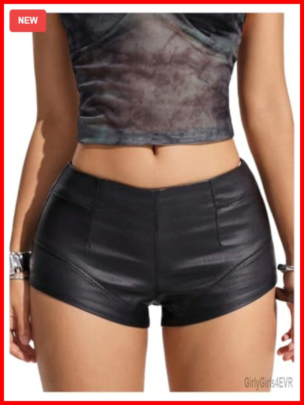 Women's Faux Leather Mini Shorts Low Rise Skinny Rave Club Party Outfit
